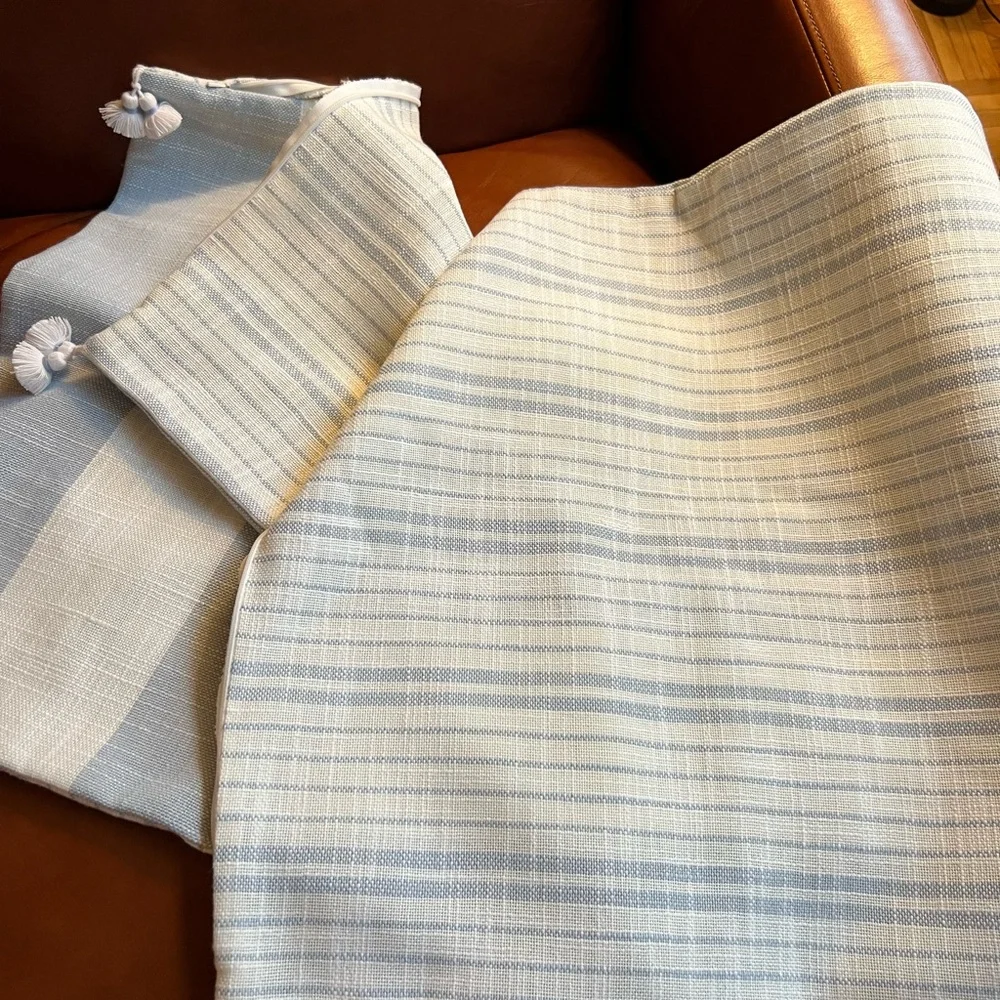 NWT! Pair of Serena & Lily Bay Stripe Outdoor Pillow Covers - 20” Square